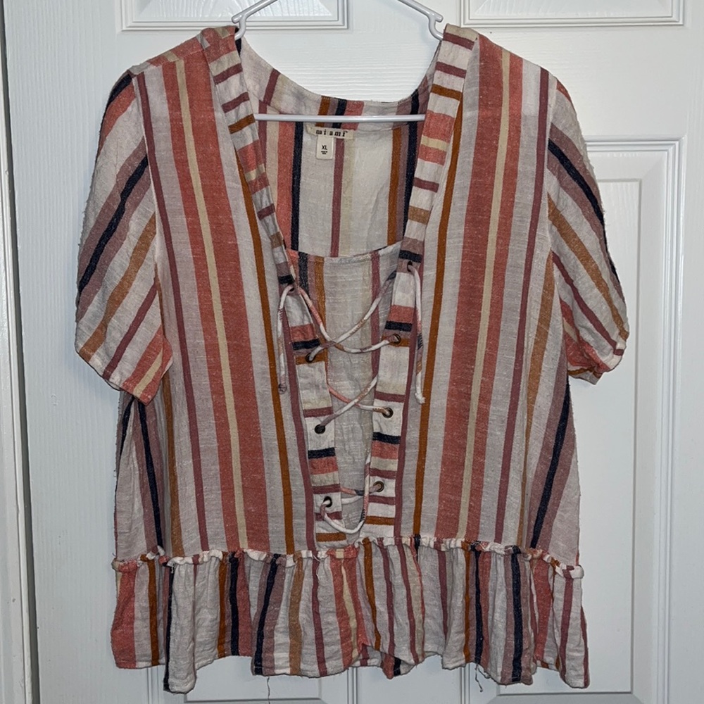 Striped Tie Blouse